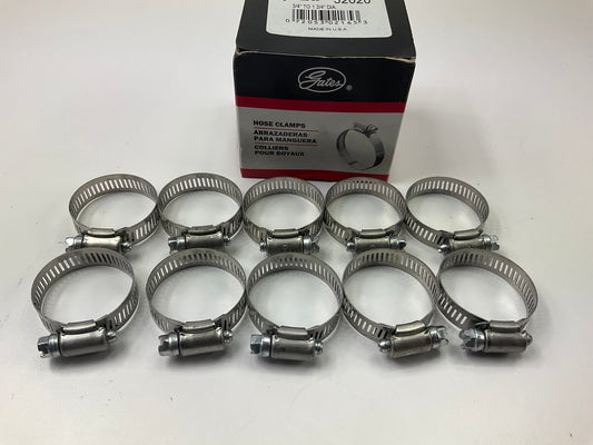 (10) Gates 32020 Stainless Steel Hose Clamps - Clamping Range 3/4'' To 1-3/4''