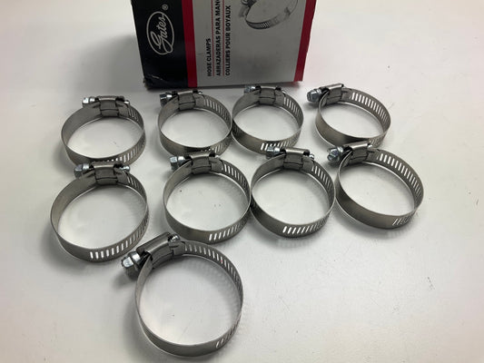 (9) Gates 32024 Stainless Hose Clamps, Size #24,  1'' To 2'' Diameter Clamp Range