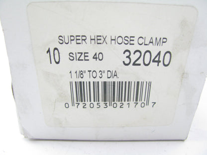 (10) Gates 32040 Worm Gear Hose Clamp - Size 40, 1-1/8'' To 3'' Diameter