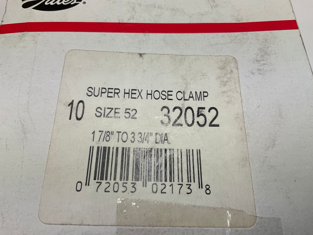 (10) Gates 32052 Stainless Steel #52 Hose Clamps, 1-7/8'' To 3-3/4'' Diameter