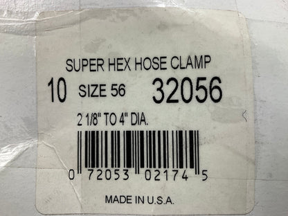 (10) Gates 32056 Stainless Hose Clamps, Size # 56, 2-1/8'' To 4'' Clamping Dia.