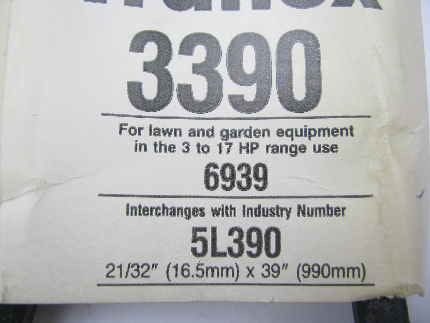 Gates 3390 Lawn & Garden Power Equipment Accessory Drive Belt - 21/32'' X 39''