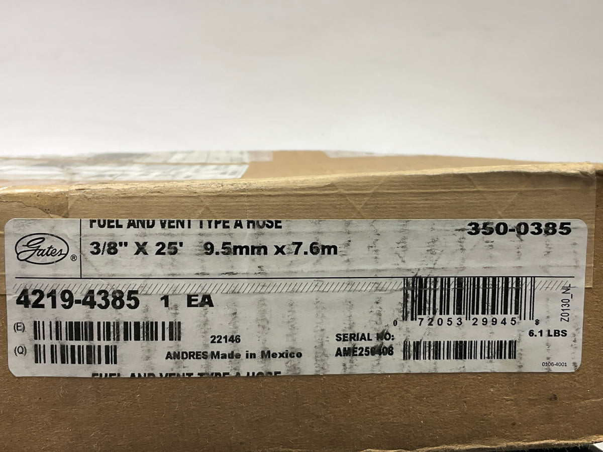 25 FEET - GATES 350-0385 Marine Fuel Feed And Vent Hose - Type A
