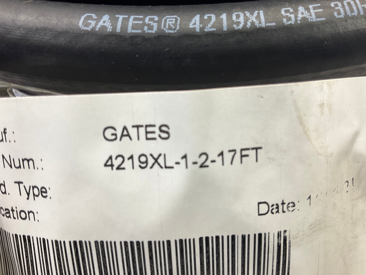 17 FEET - Gates 4219XL SAE 30R7 Fuel Hose Line 1/2'', 35 PSI