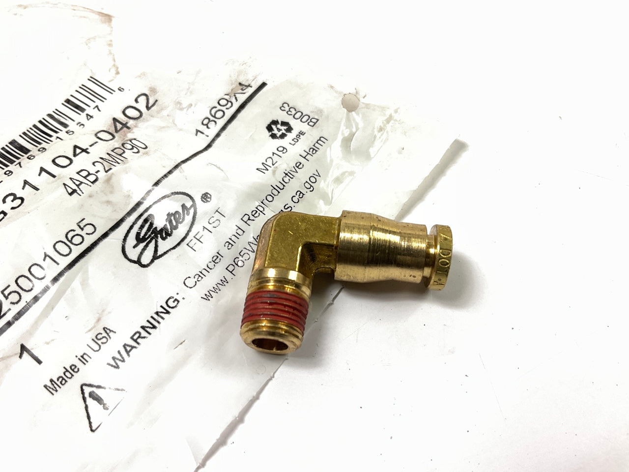 Gates 4AB-2MP90 Air Brake Fitting 90 DEGREE Elbow, 1/4'' Brake Line To 1/8'' NPTF