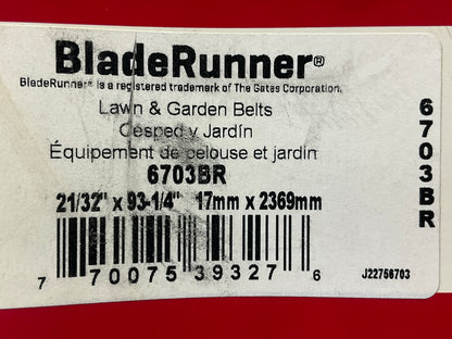 Gates 6703BR BladeRunner Power Equipment Accessory Drive Belt, 21/32'' X 93.25''