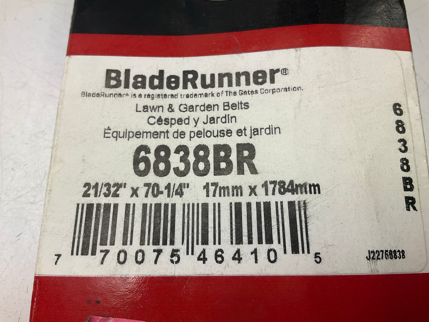 Gates 6838BR Blade Runner Lawn & Garden Power Equipment Belt - 21/32'' X 70-1/4''