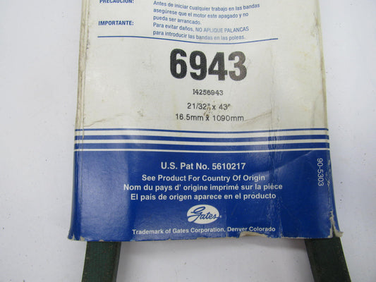 Gates 6943 Lawn & Garden Power Equipment Accessory Drive Belt - 21/32'' X 43''