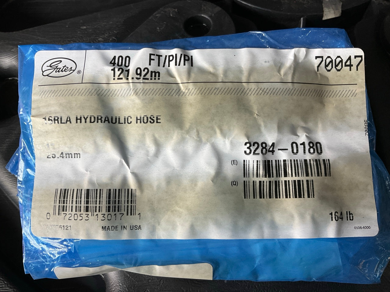 400 FEET Roll - Gates 70047 16RLA 1'' Hydraulic Hose, 160 PSI Max Work. Pressure