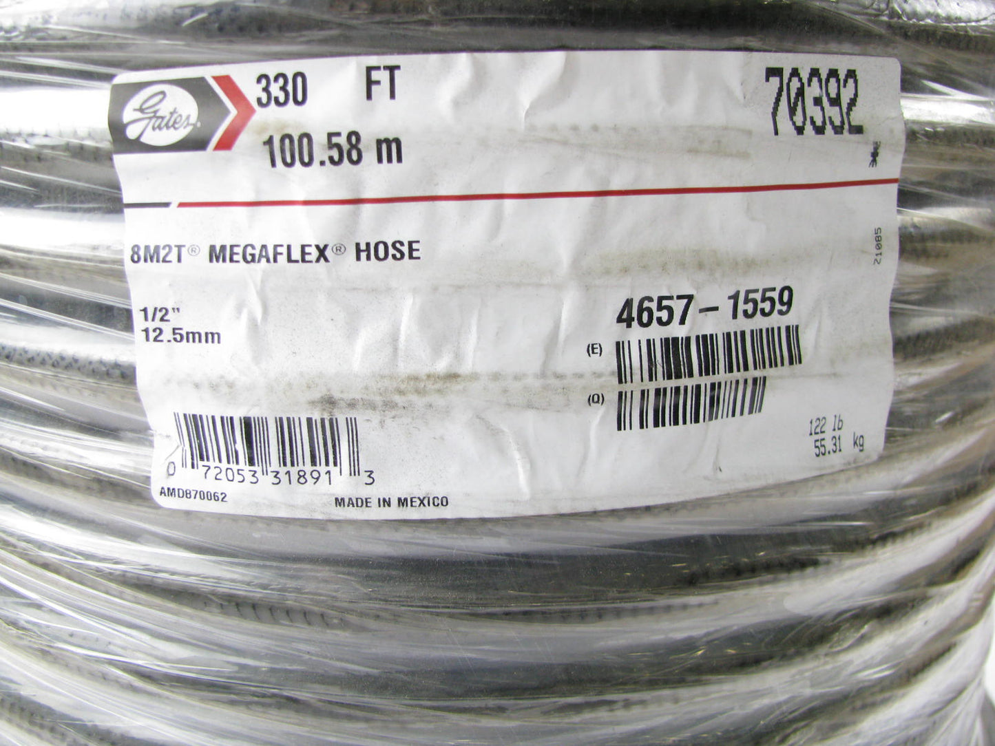 330 FEET - Gates 70392 8M2T 1/2'' Hydraulic Hose Reel Spool SAE 100R16 4300 PSI