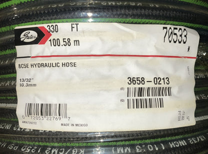 330 FEET - Gates 70533 13/32'' Hydraulic Hose 8C5E, 1250 PSI Working Pressure