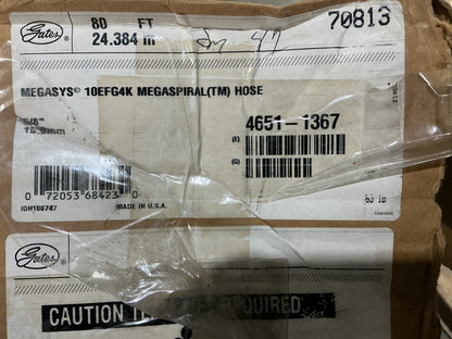 80 FEET - Gates 70813 High Pressure Hydraulic Hose, 5/8'' ID 4000 PSI 10EFG4K