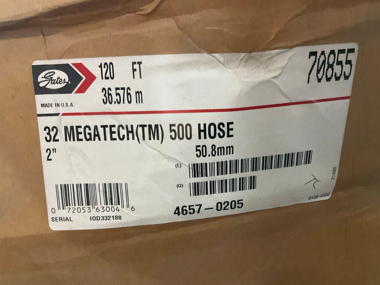 Cosmetic Damage - Gates 70855 Hydraulic Hose, 120 Feet, 2'' 500 PSI MegaTech 500