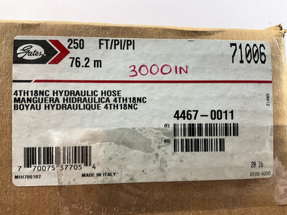 250 FEET Roll - Gates 71006 4TH18NC 1/4'' Hydraulic Hose, 3000 PSI Max WP