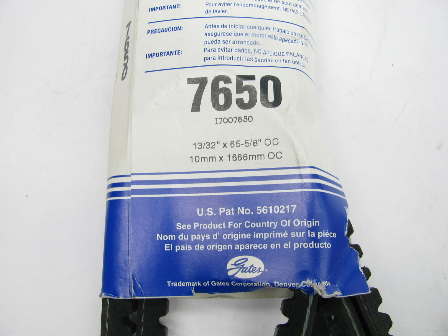 Gates 7650 Accessory Drive Belt - 0.44'' X 65.625'' - 36 Degree