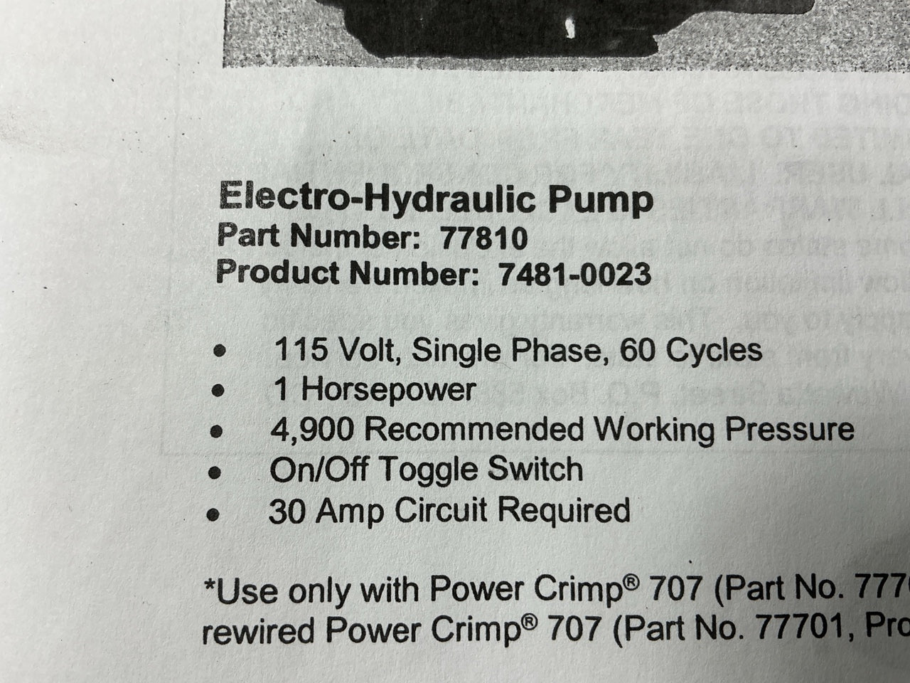 Gates 77810 Cycle Pump For Power Crimp 707 Hydraulic Crimper 115V, 1 H.P