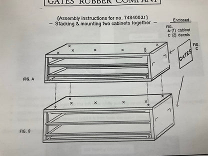 Gates 78189 Hydraulic Coupling Coupler Cabinet  2 Drawer, Use W/ 3.5'' Or 7'' Bins