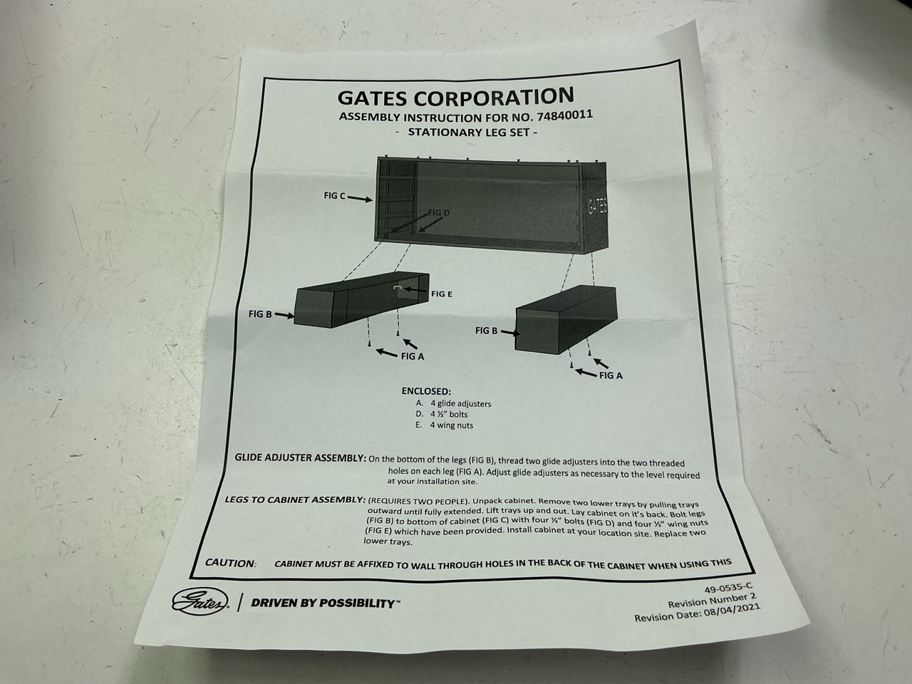 Gates 78191 Stationary Heavy-duty Steel Legs Hydraulic Coupler Storage Cabinet