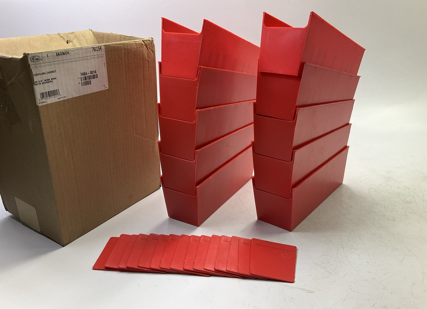 (10) Gates 78194 Red Coupling Cabinets Dividers 3-1/2'' Wide Bins