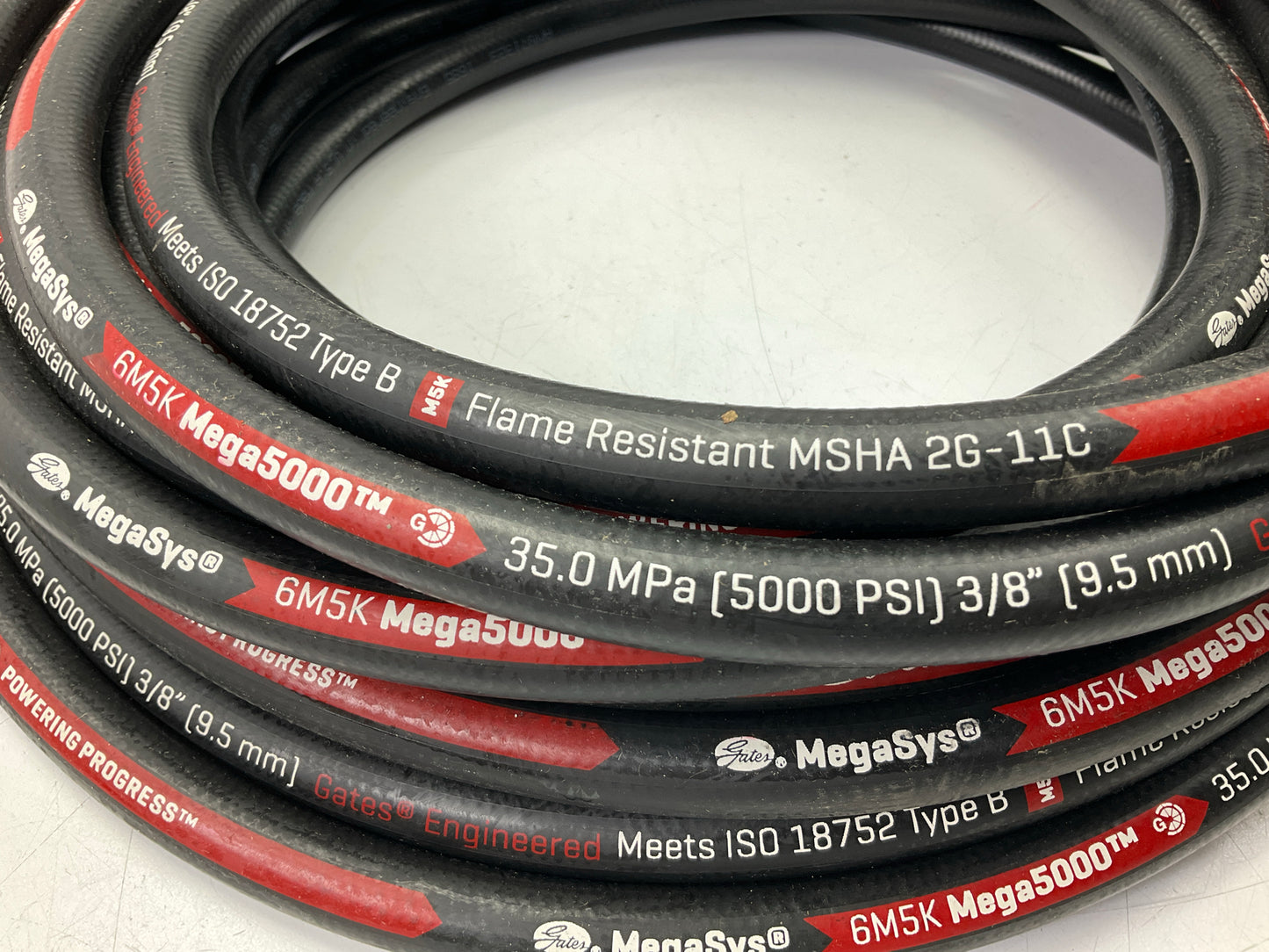 50 FEET - Gates 85606 3/8'' Hydraulic Hose, 5000 PSI 6M5K Mega 5000 MSHA2G-11C