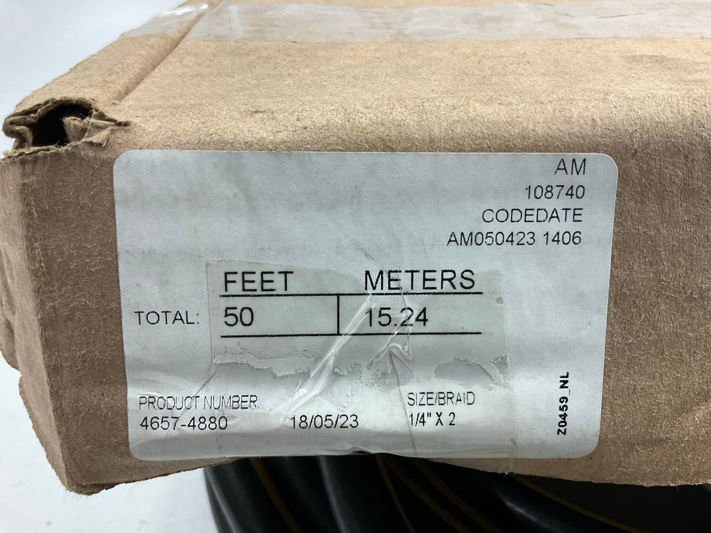 50 FEET - Gates 85650 1/4'' J2AT Hydraulic Hose, 10,000 PSI Max Working Pressure