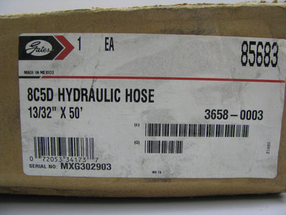 50 FEET - Gates 85683 Synthetic Rubber 1250 PSI Hydraulic Hose 13/32'' SAE J1402