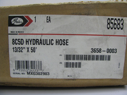 50 FEET - Gates 85683 Synthetic Rubber 1250 PSI Hydraulic Hose 13/32'' SAE J1402