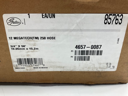 50 FEET - Gates 85763 3/4'' Hydraulic Hose MEGATECH 250 High Temp Oil Cooler Hose