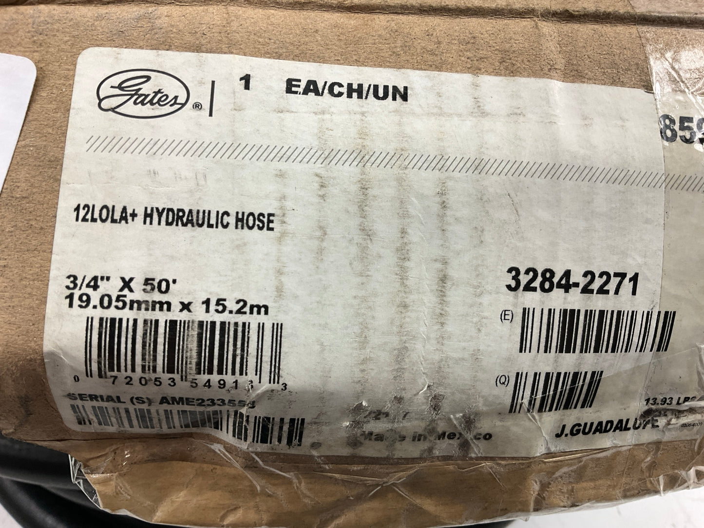 50 FEET - Gates 85966 3/4'' 12LOLA Hydraulic Hose, 300 PSI Max Working Pressure