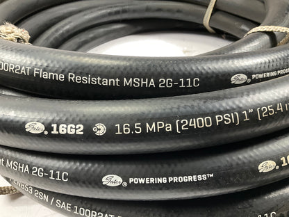 50 FEET- Gates 86625 16G2 1'' Hydraulic Hose 2400 PSI SAE 100R2AT Flame Resistant