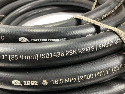 50 FEET- Gates 86625 16G2 1'' Hydraulic Hose 2400 PSI SAE 100R2AT Flame Resistant