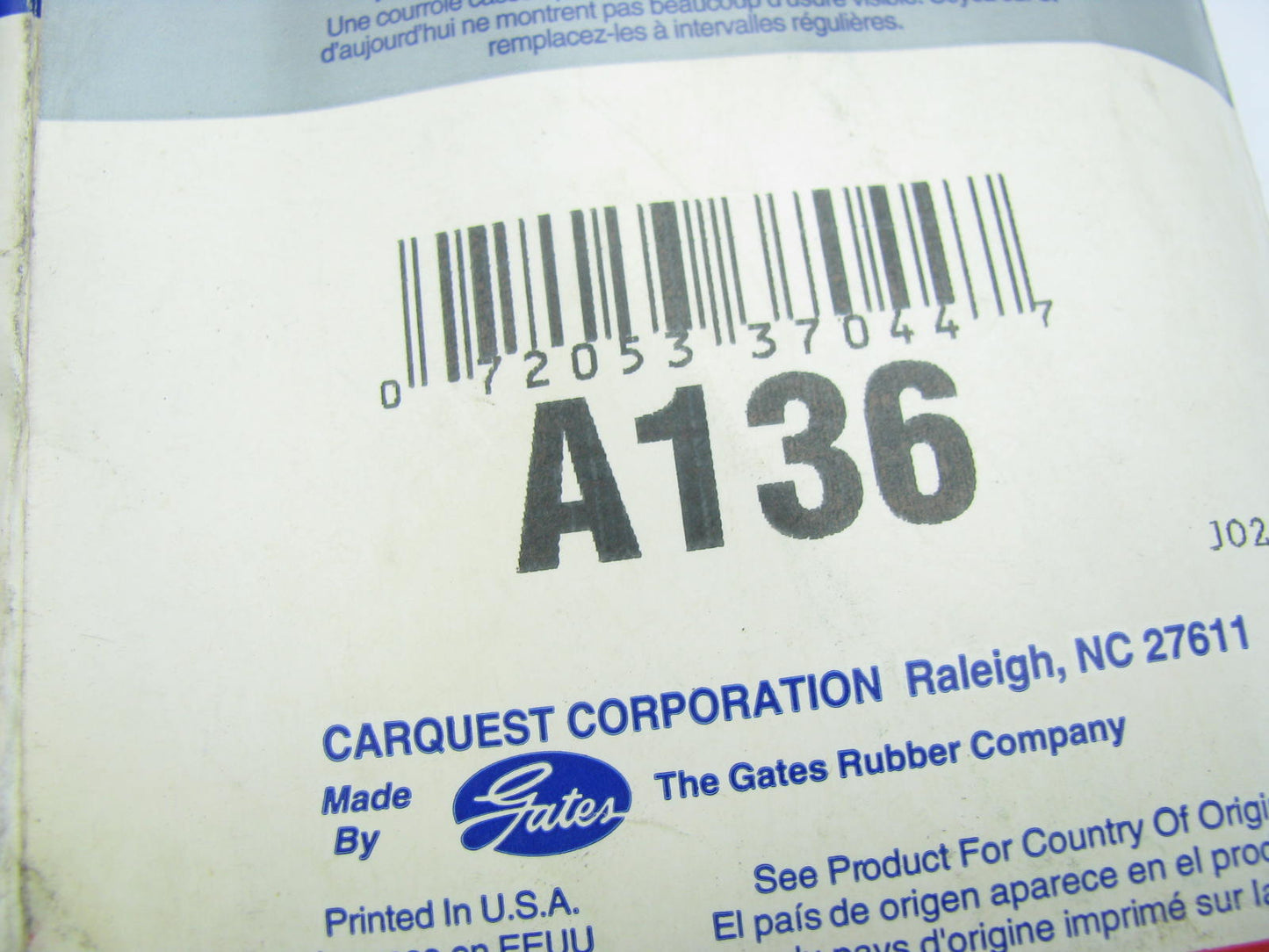 Gates A136 Industrial Accessory Drive Belt - 1/2'' X 138''