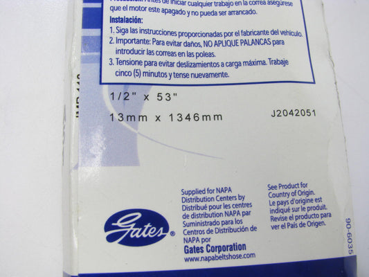 Gates A51 Industrial Accessory Drive Belt - 1/2'' X 53''