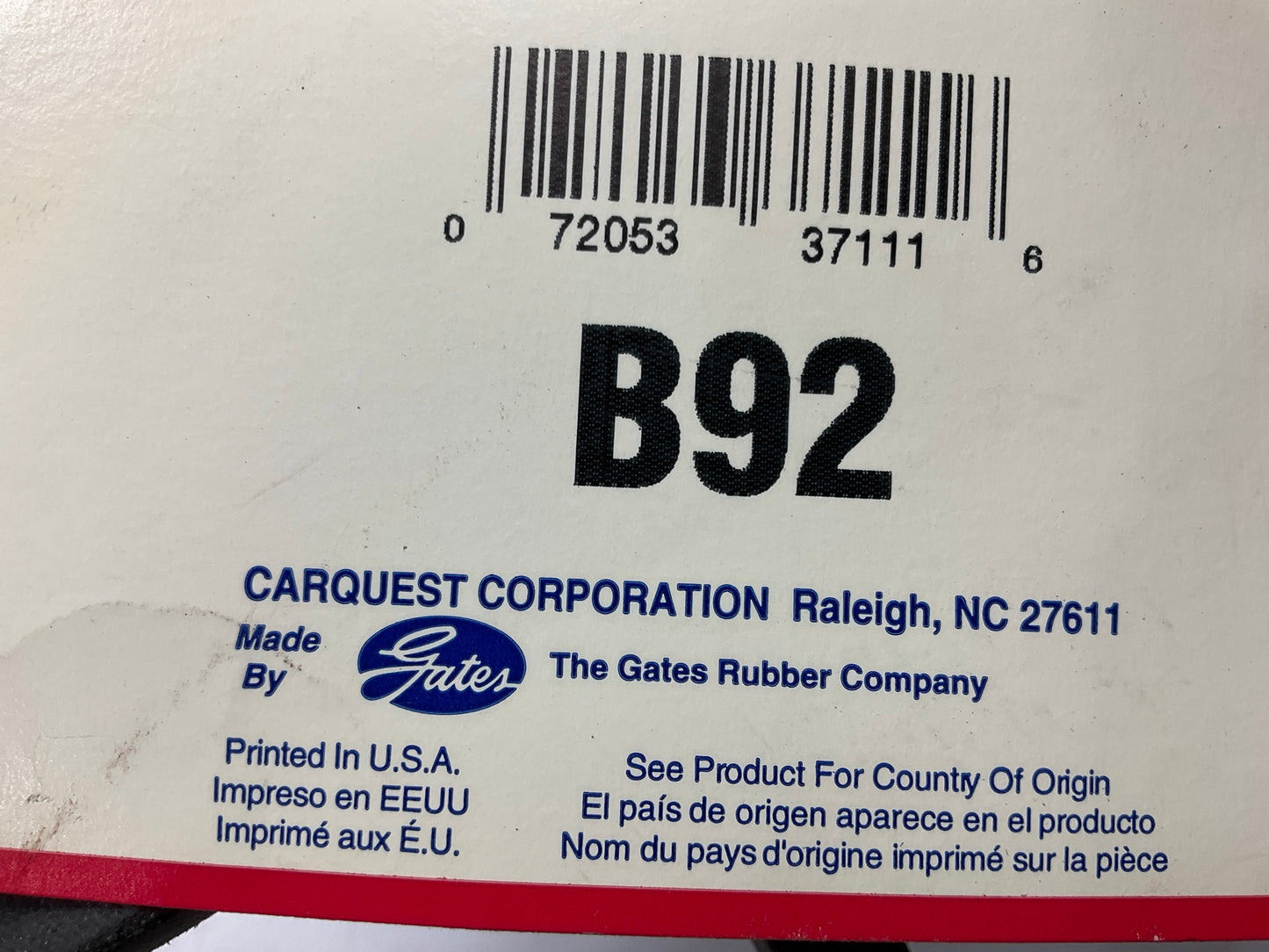 Gates B92 Industrial Accessory Drive Belt - 5/8'' X 95''
