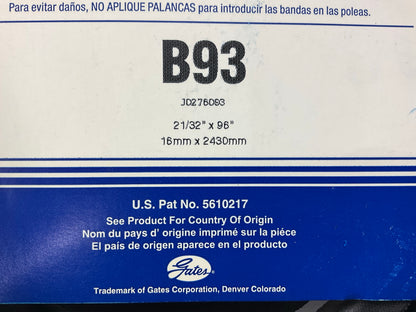 Gates B93 Industrial Accessory Drive Belt - 21/32'' X 96''