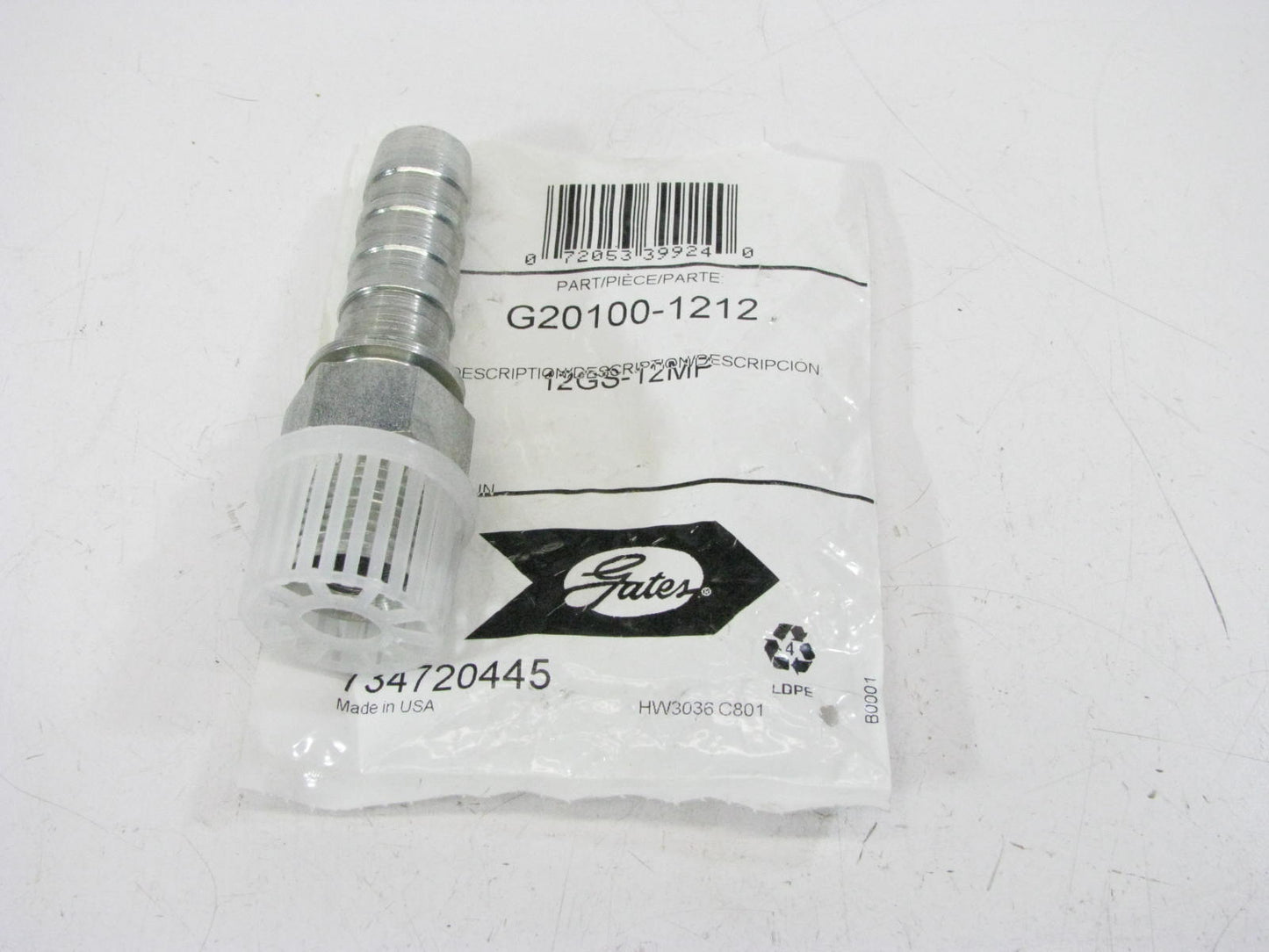 Gates G20100-1212 Hydraulic Fitting Male Pipe NPTF 30 Degree Cone Seat 3/4'' Hose