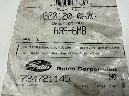 Gates G20120-0606 Hose Fitting Male O-Ring Boss, 3/8'' ID, 9/16''-18 Thread