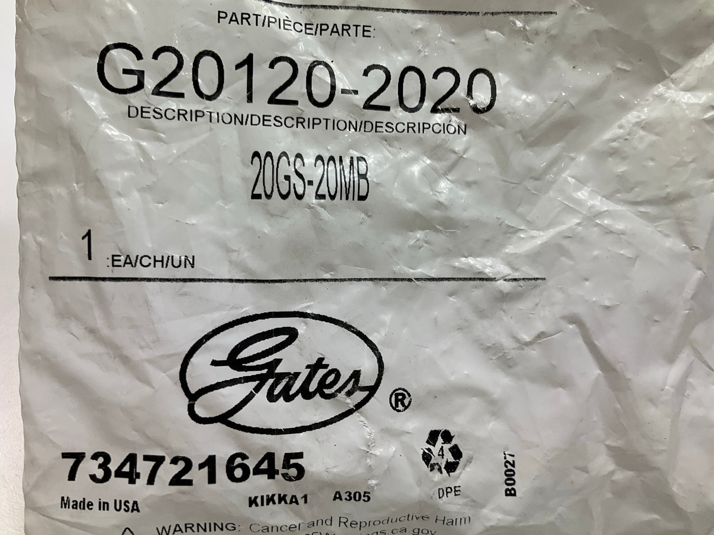 Gates G20120-2020 Male O-Ring Boss Hydraulic Fitting, 1-1/4'' - 20GS-20MB