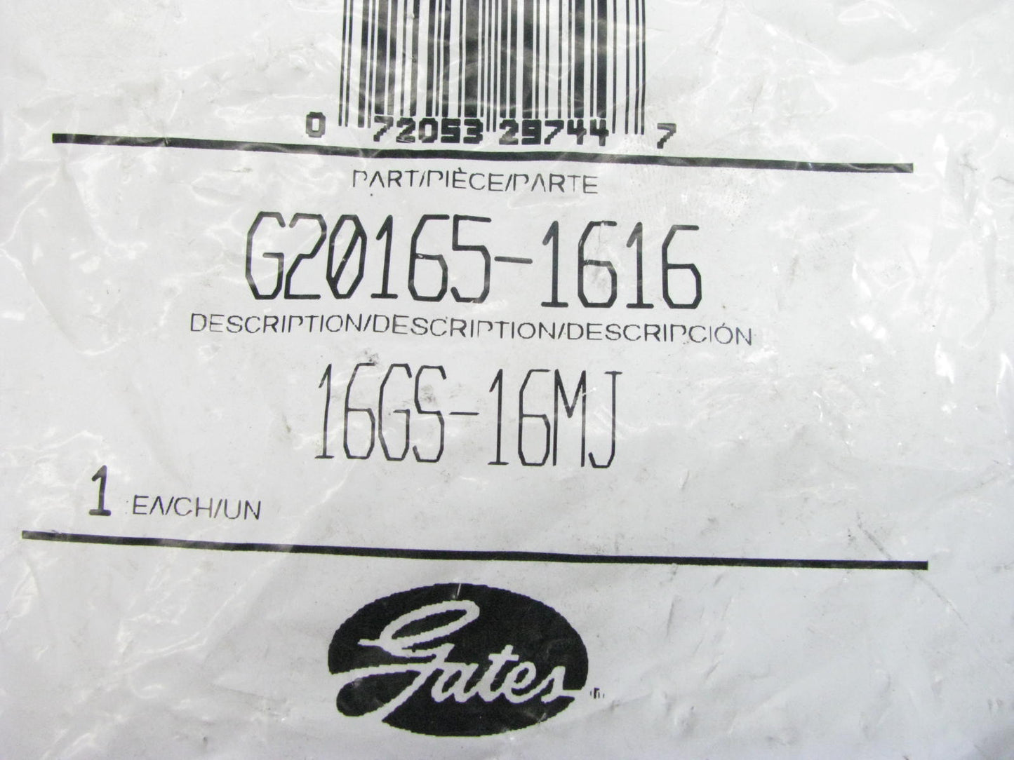 Gates G20165-1616 Hydraulic Fitting Male JIC 37 Flare GS G-20 Coupling 1'' Hose