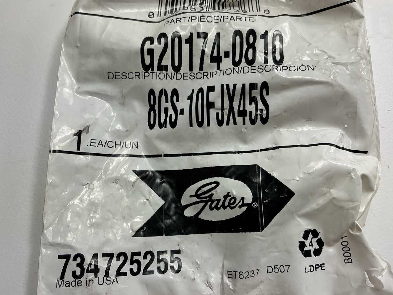 Gates G20174-0810 45° Tube Female JIC 37° Flare Swivel Hydraulic Fitting, 1/2''