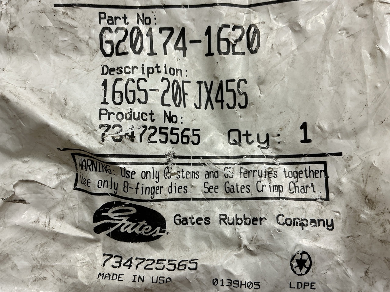 Gates G20174-1620 45° Tube Female JIC 37° Flare Swivel Hydraulic Fitting, 1''