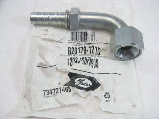 Gates G20179-1216 Hydraulic Fitting 90 Deg Fem 37 GS G-20 3/4'' Hose 1-5/16''-12