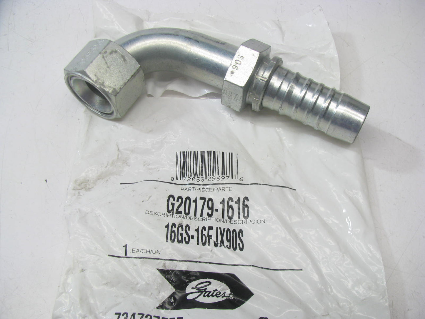 Gates G20179-1616 Hydraulic Fitting 90 Deg Fem 37 Deg GS G-20 1'' Hose 1-5/16''-12