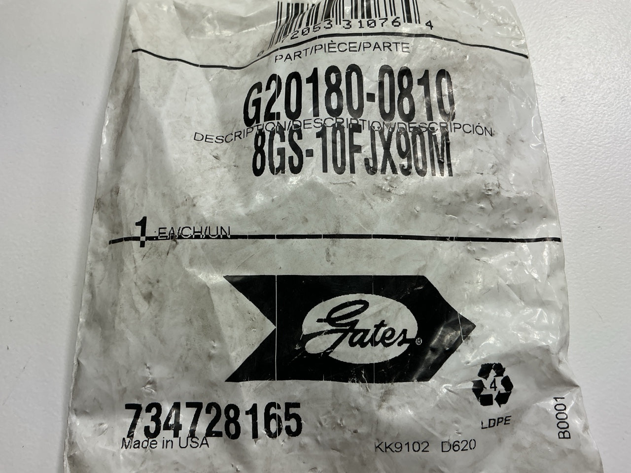 Gates G20180-0810 90° Tube Female JIC 37° Flare Swivel Hydraulic Fitting, 1/2''