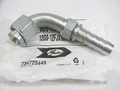 Gates G20180-1212 Hydraulic Fitting 90 Deg Fem 37 Deg G-20 3/4'' Hose 1-1/16''-12
