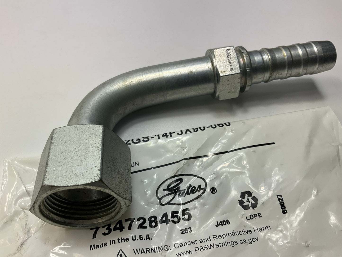 Gates G20180-1214 90° Tube Female JIC 37° Flare Swivel Hydraulic Fitting, 3/4''