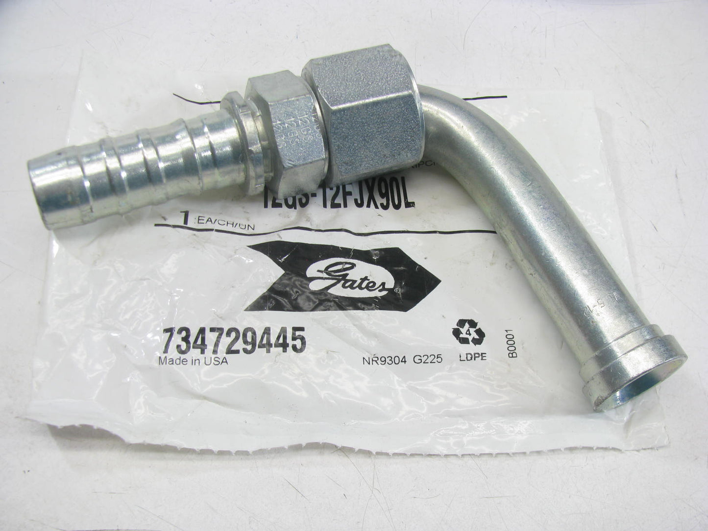 Gates G20181-1212 Hydraulic Fitting 90 Bent Tube Fem 37 Deg GS G-20 3/4'' Hose