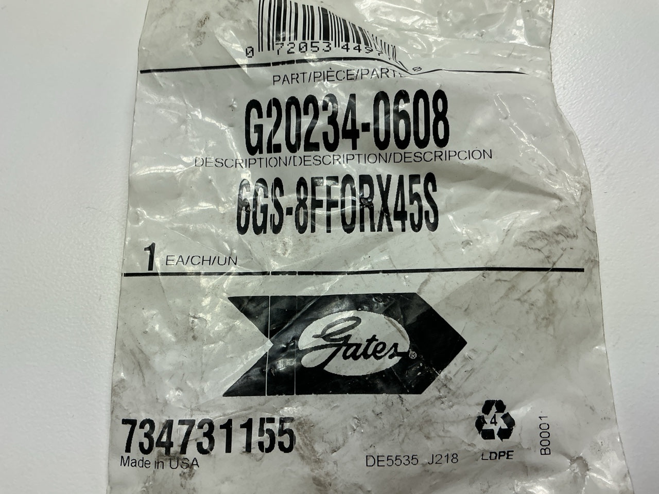 Gates G20234-0608 45° Tube Female Flat-Face O-Ring Swivel Hydraulic Fitting, 3/8