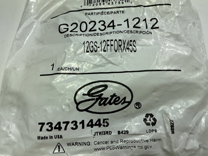 Gates G20234-1212 Hydraulic Fitting 45 Degree Female GS G20 3/4'' Hose 1-3/16''-12