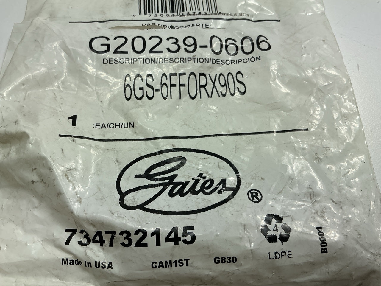 Gates G20239-0606 Hose Fitting Female Flat-Face O-Ring Swivel, 90° Angle 3/8'' ID